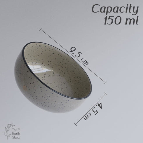 Handcrafted Glossy Grey Ceramic Dinner Plate with 2 Serving Bowl - The Earth Store - Dinnerware